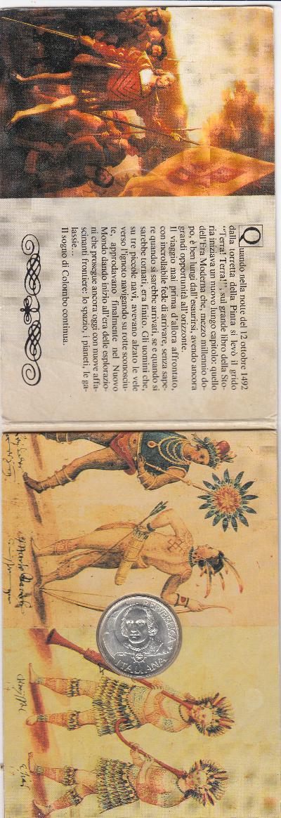 Beschrijving: 500 Lire COLUMBUS IV SHIP ORIGIN.PACKACE